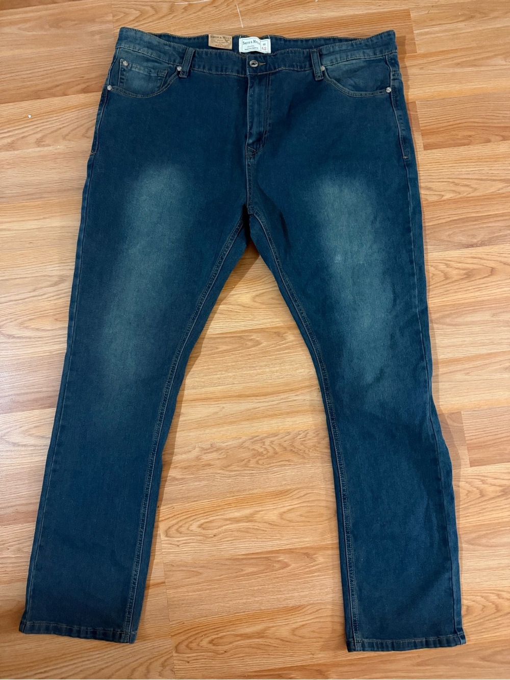 Smith & Mills Men’s Blue Jeans 42x32 Denim Dark Wash Relaxed Straight / Stretch